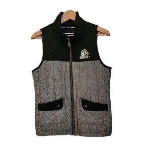Oregon Ducks Vest Gameday Couture Quilted Size Medium Herringbone Black White